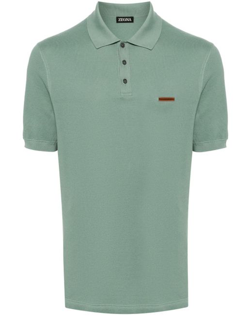 Zegna Green Piqué Polo Shirt for men