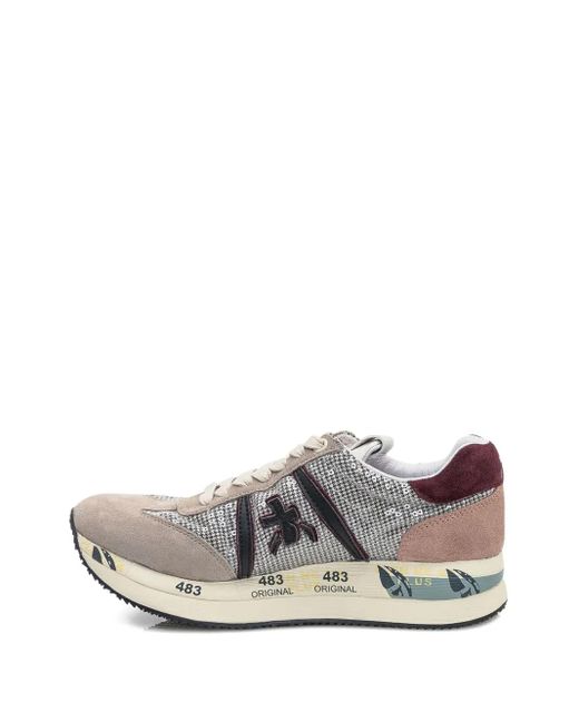Premiata Gray Sequin-Embellished Low-Top Sneakers