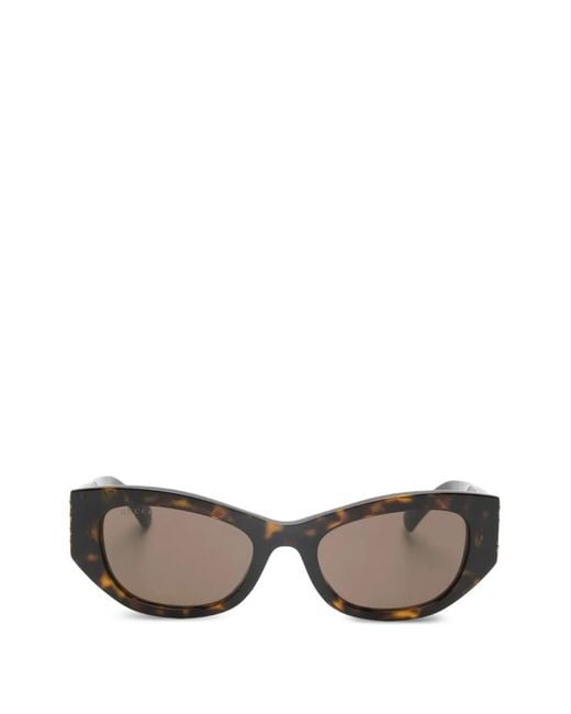 Gucci Gray Tortoise Oval-Frame Sunglasses