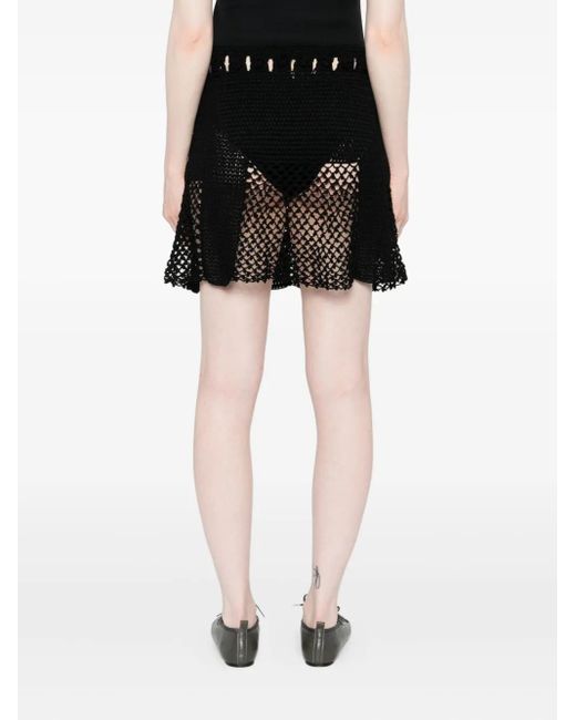 Judy Turner Black Floret Crochet Mini Skirt