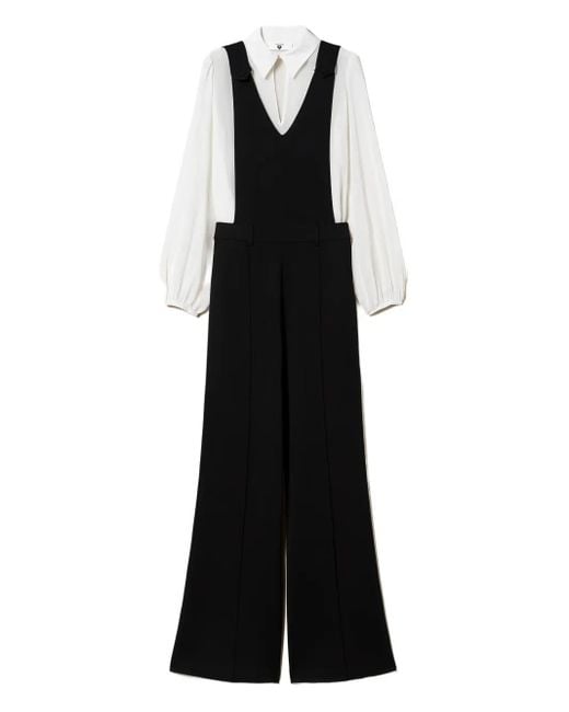 Twinset Jumpsuit Met Wijde Pijpen in het Black