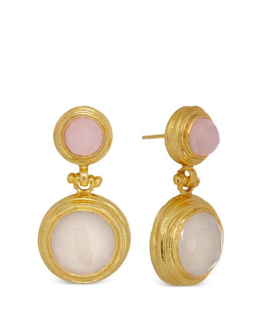 Ottoman Hands Metallic Lilis Rose Quartz Drop Earrings