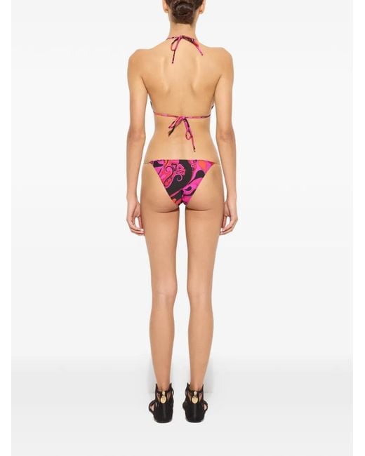Emilio Pucci Pink Orchidee-Print Triangle Bikini Top