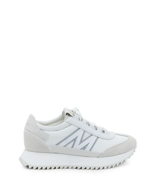 Moncler White Suede-Panelled Sneakers