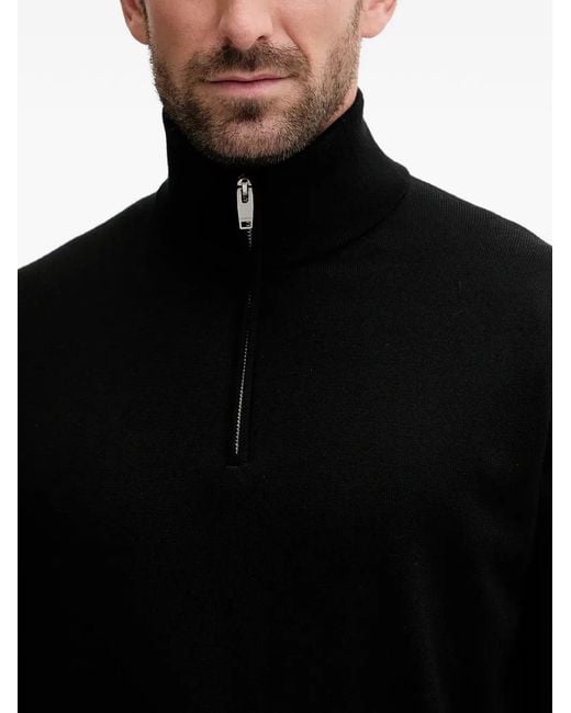 Lindbergh Black Half-Zip Sweater for men