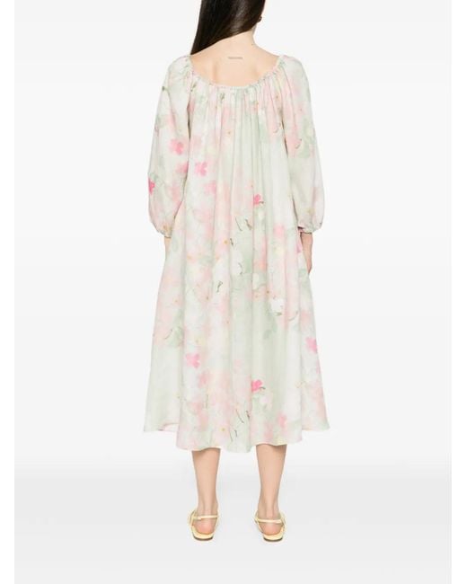 BERNADETTE White Bonnie Floral-Print Midi Dress