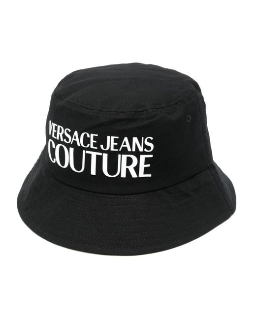 Sombrero de pescador con logo de goma Versace de color Black