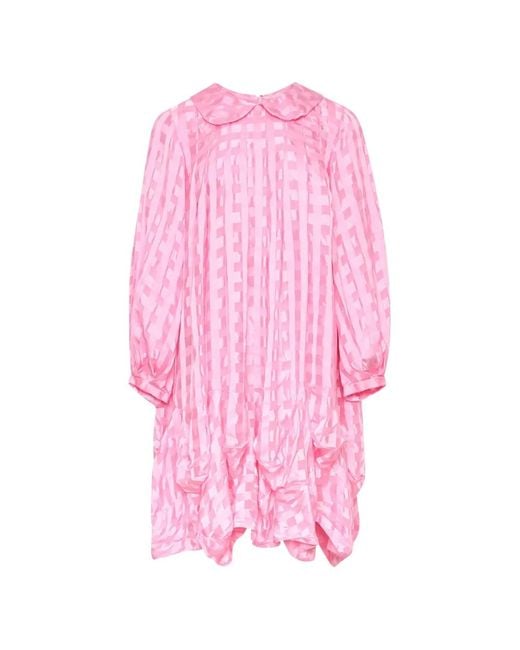 Comme des Garçons Pink Check-Pattern Peter Pan-Collar Dress