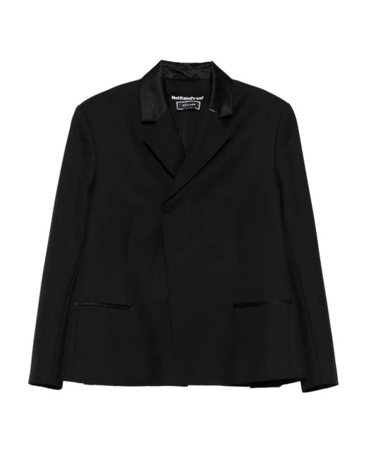 Styland Black Velvet-Collared Wool Jacket