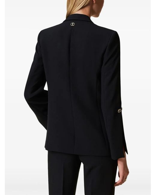 Twinset Black Cady Single-Breasted Blazer