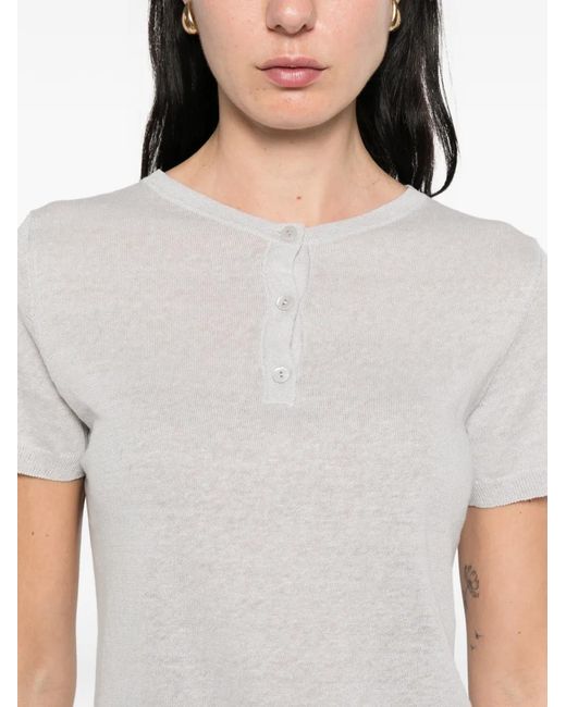 Base London White Button Short-Sleeve T-Shirt