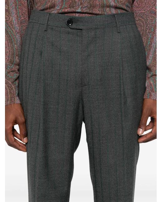 Etro Gray Single Pleat Trousers for men