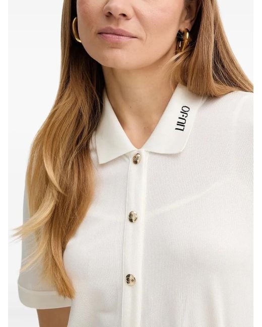 Liu Jo White Collar-Detail Button-Up Mini Dress