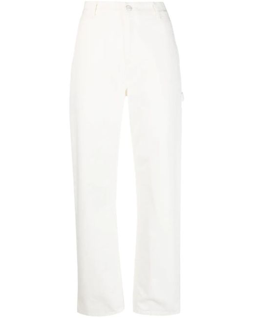 Carhartt White Logo-Patch Straight-Leg Jeans