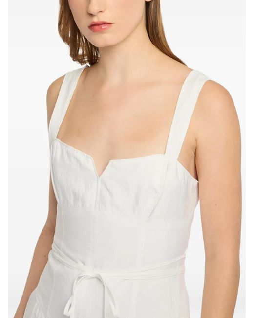 Cinq À Sept White Jerome Sweetheart-Neck Tie Midi Dress