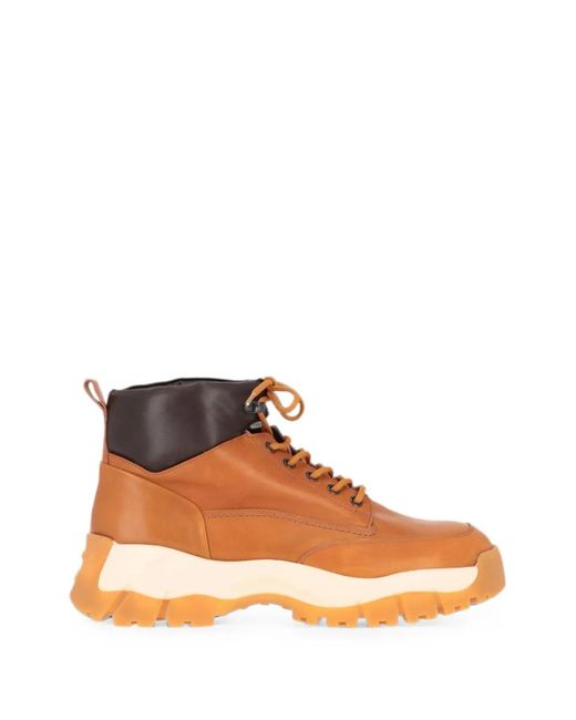 Tod's Orange Lace-Up Panelled Boots for men