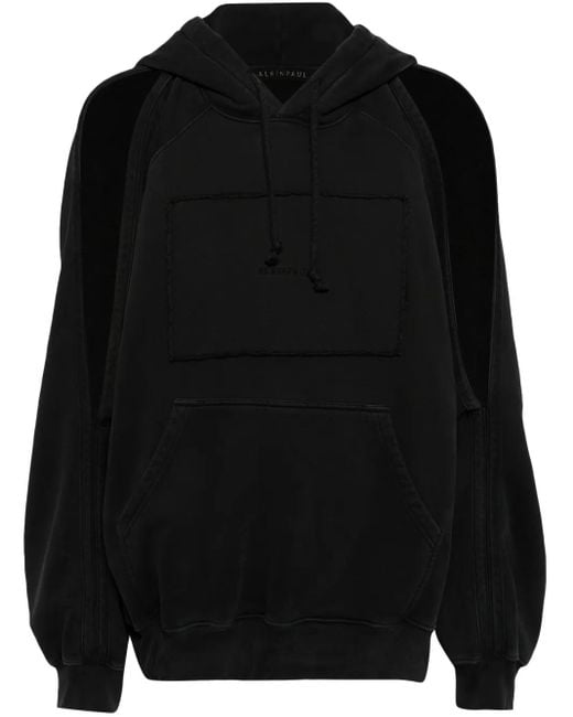 ALAINPAUL Black Logo-Embroidered Cotton Hoodie for men