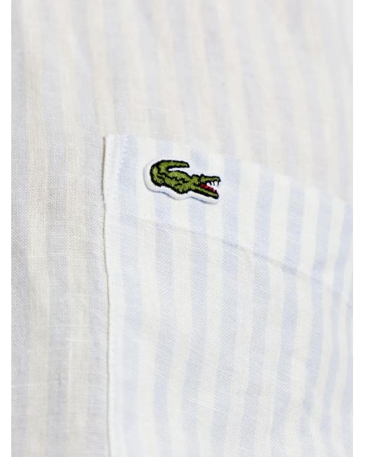 Lacoste White Striped Linen Shirt for men