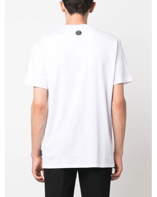 Philipp Plein White Ss Chrome Round-Neck T-Shirt for men