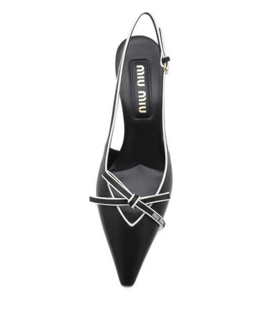 Miu Miu Black 55Mm Leather Slingback Pumps