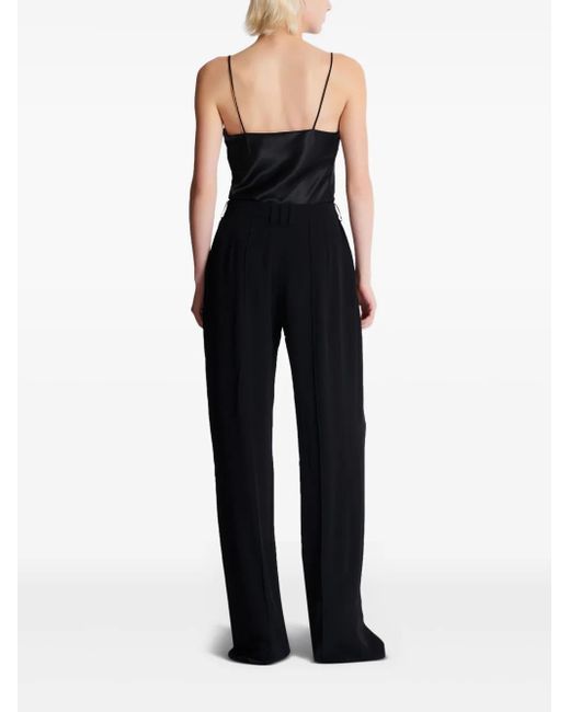 Balmain Broeken ,Zwart ,Leer Crepe Pantalon Met Rechte Pijpen En Taillezitting in het Black