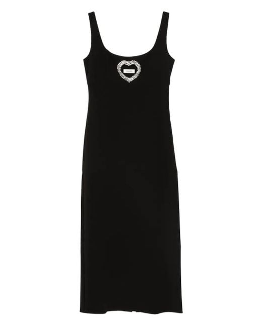 Sandro Black Midi Heart-Embellished Sleeveless Dress