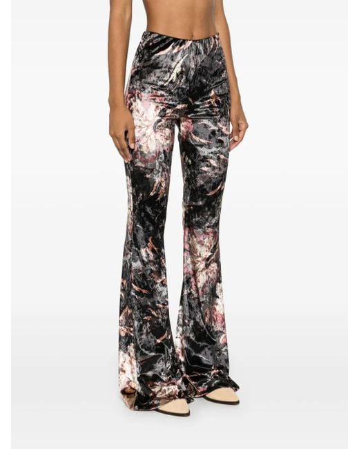 Etro Gray Printed Flared Trousers