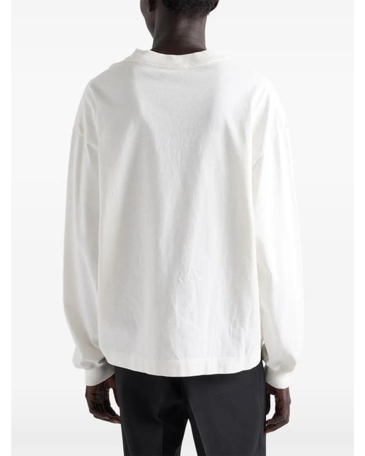 Prada White Long-Sleeved Cotton T-Shirt for men