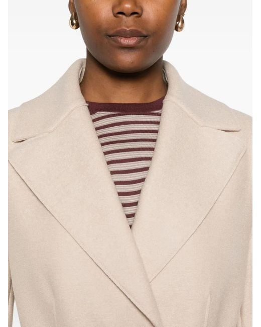 Harris Wharf London Natural Belted Notched-Lapels Coat