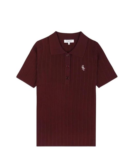 Sporty & Rich Red Src Ribbed-Knit Polo Shirt