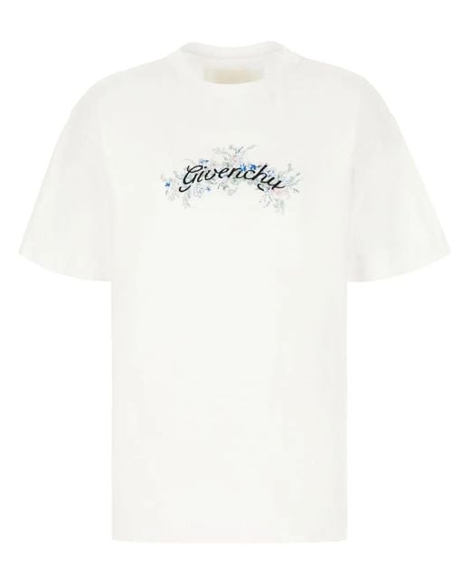 Givenchy White Logo-Embroidered T-Shirt for men