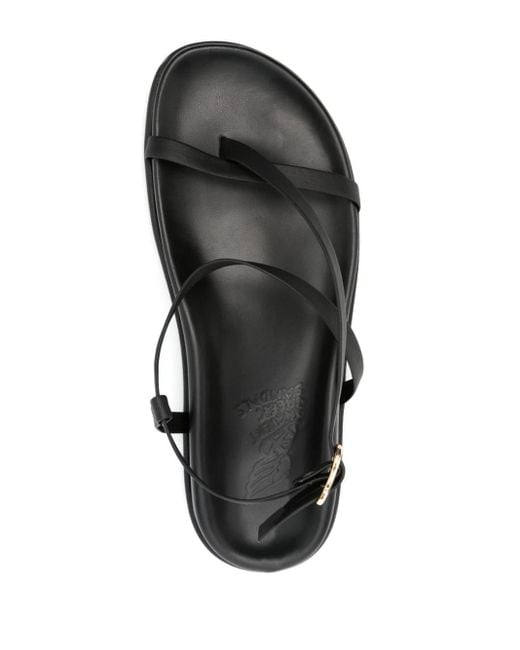Ancient Greek Sandals Black Aimilia Flat Sandals