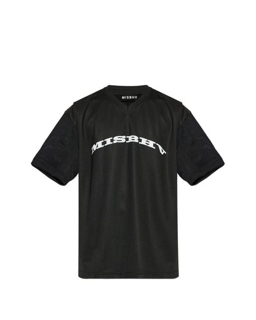M I S B H V Black T-Shirt À Col V Et Empiècements for men