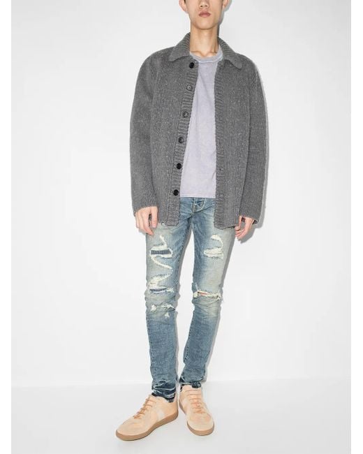 Jean P001 Vintage Skinny À Effet Usé Purple Brand pour homme en coloris Blue