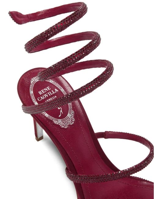 Rene Caovilla Pink 105Mm Crystal-Embellished Spiral Sandals
