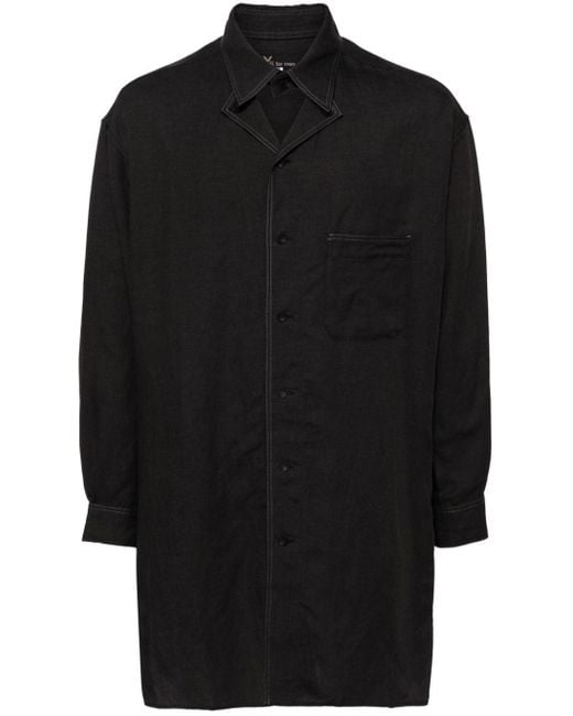 Y's Yohji Yamamoto Black Double-collar Long Shirt for men