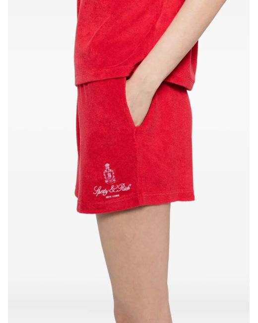 Sporty & Rich Red Vendome Terry Shorts