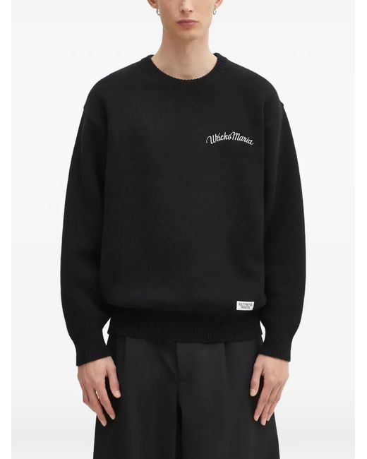 Wacko Maria Black Logo-Embroidered Sweater for men