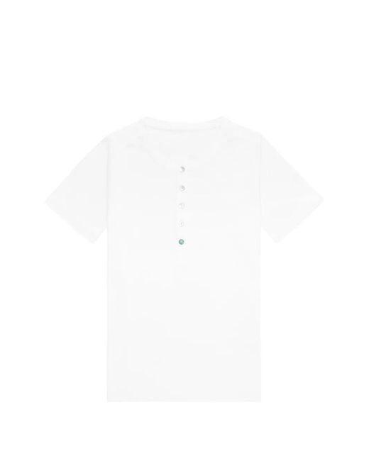 Fortela White Coralie Mother-Of-Pearl Button T-Shirt