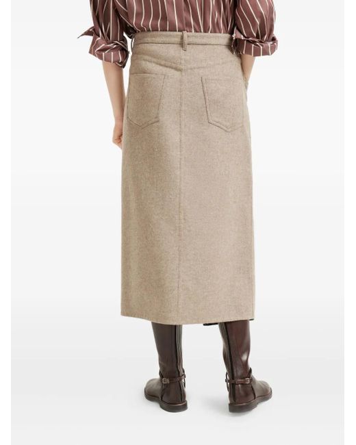 Brunello Cucinelli ウールラップスカート Natural