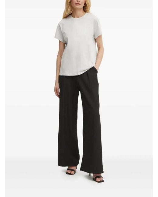 Patrizia Pepe White Logo-Embroidered Short-Sleeve T-Shirt