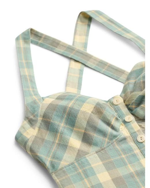 RRL Green Plaid Buttoned Top