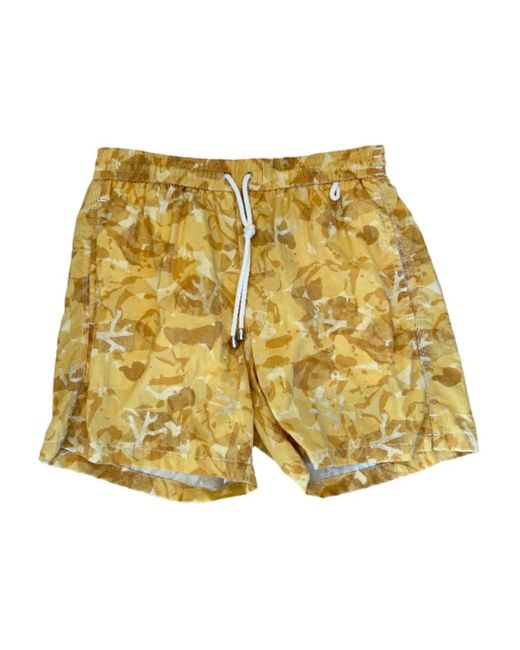 メンズ Isaia ドローストリング トランクス水着 Yellow