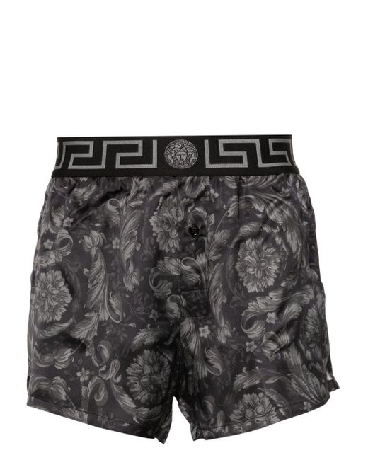 Versace Black Barocco-print Pyjama Shorts for men