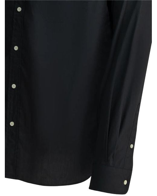 Beams Plus Black Button-Down Chest-Pocket Shirt for men