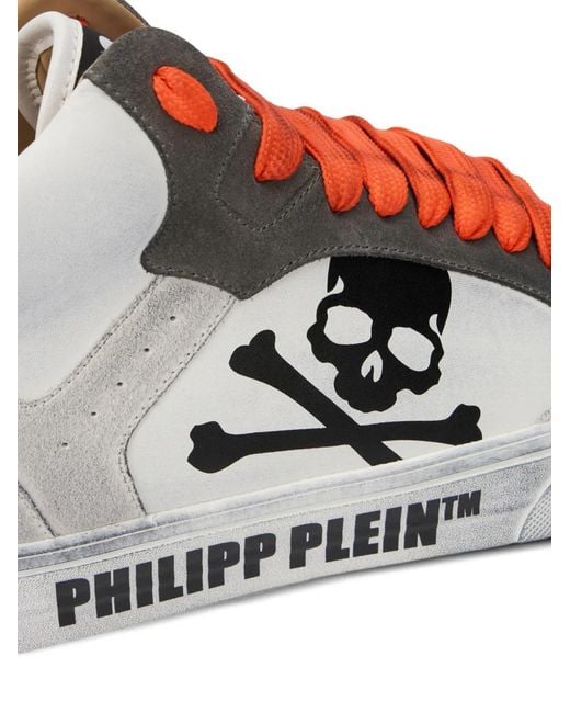 Philipp Plein White X Retrokickz Skull Hi Top Trainers
