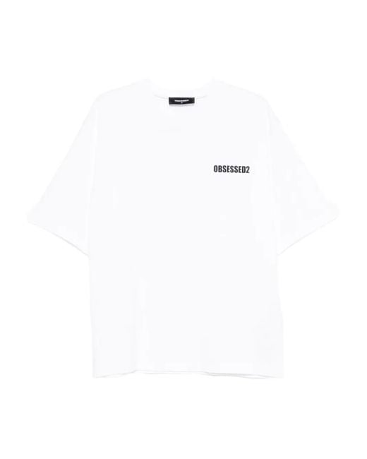 T-Shirt En Coton À Logo Imprimé DSquared² pour homme en coloris White