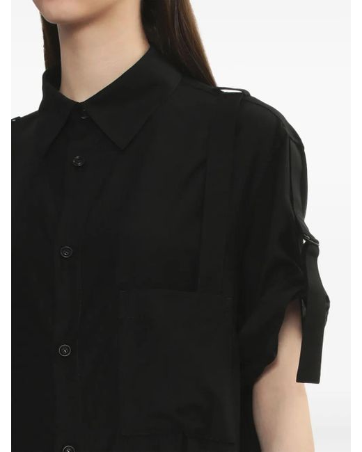 Y's Yohji Yamamoto Blouse Met Korte Mouwen in het Black