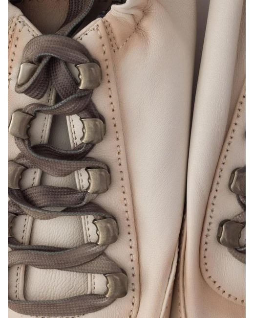 Prada White Collapse Antiqued Nappa Leather Sneakers With Hooks for men