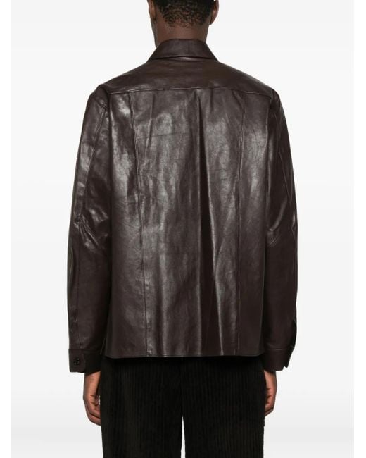 Our Legacy Brown Leather Overshirt for men